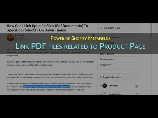 How To Link Specific Files (PDF documents) To Specific Products in Shopify |  Dawn Theme cutomization