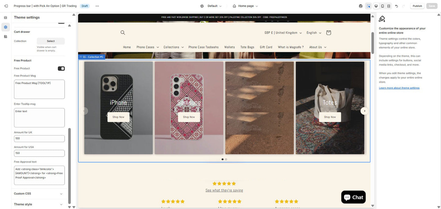 Enable Progress bar in Website